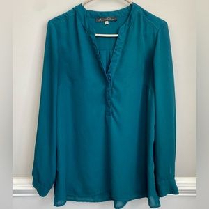 Rose and olive long sleeve blouse size medium